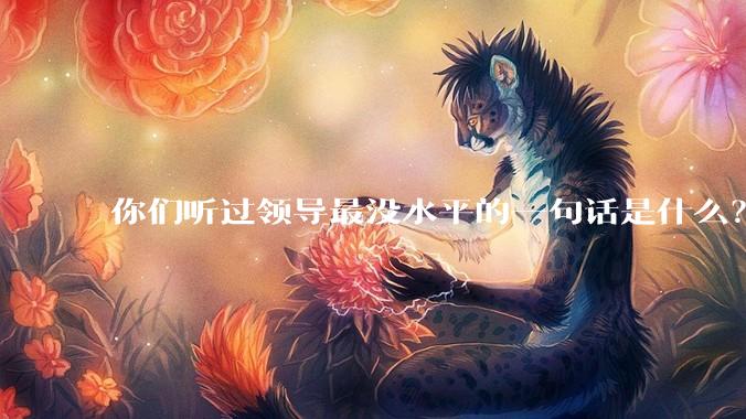 你们听过领导最没水平的一句话是什么？